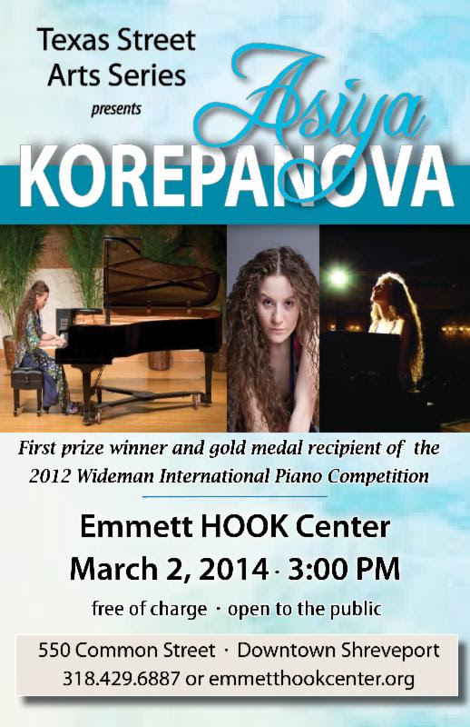 Asiya Korepanova, Pianist, March 2, 2014 at Emmett Hook Center